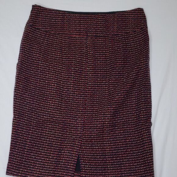 6 THE LIMITED RED TAN PURPLE BLUE WOVEN TEXTURED LINED CAREER SKIRT MEDIUM - Picture 7 of 11